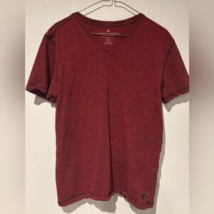 American Eagle Outfitters Men's Maroon V-Neck Tee